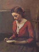 Jean Baptiste Camille  Corot La liseuse (mk11) Sweden oil painting artist